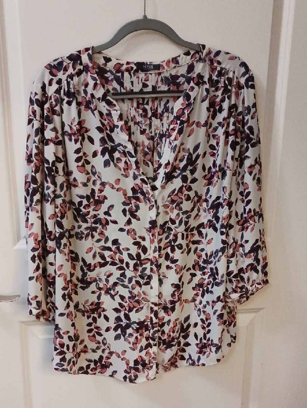 NYDJ Women's Ivory Floral Button-Front Blouse